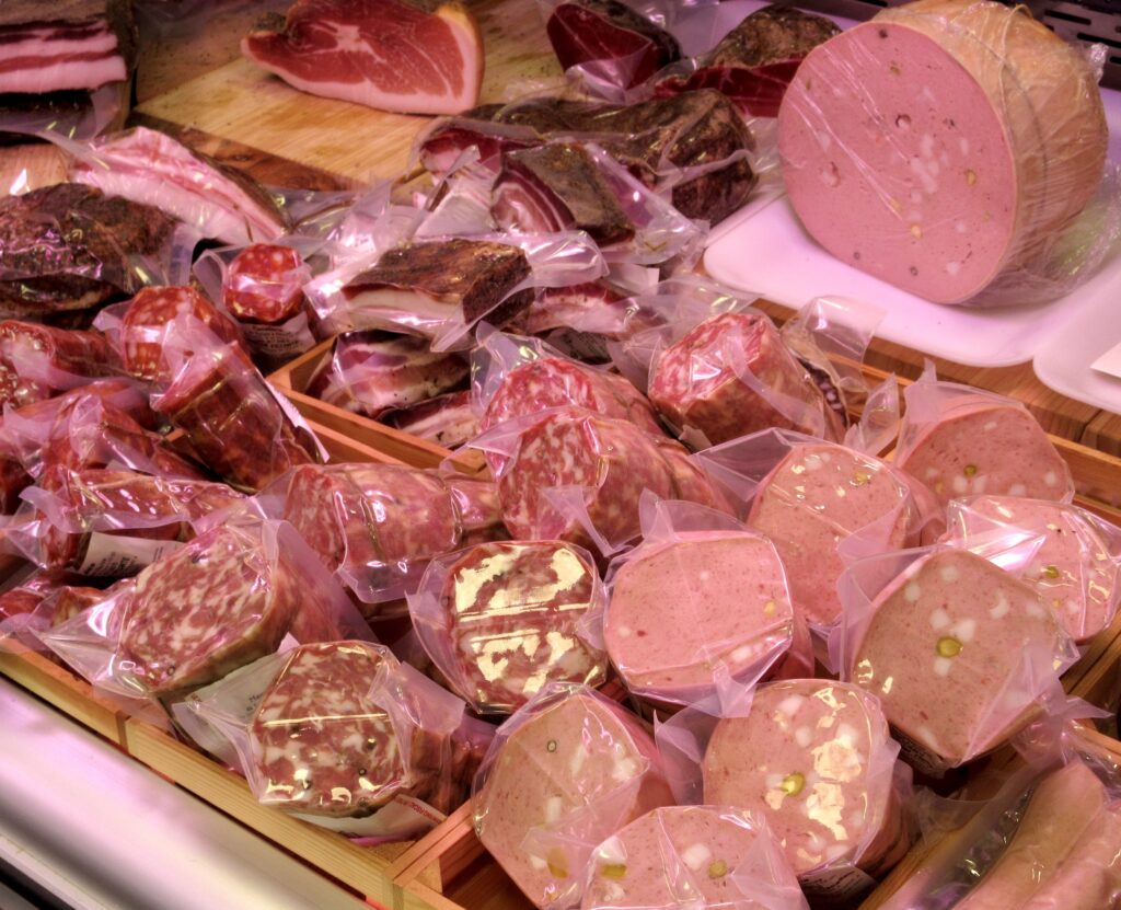 mortadella, salame, prosciutto, pancetta
